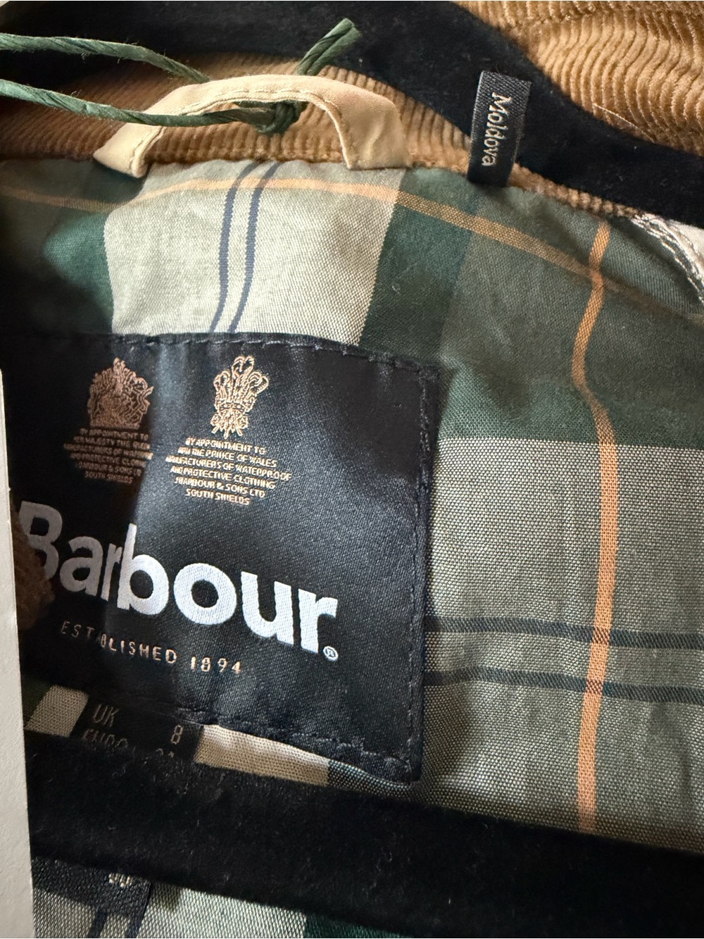 Barbour Campbell Jacket with Brown Corduroy Collar - Picture 8 of 12